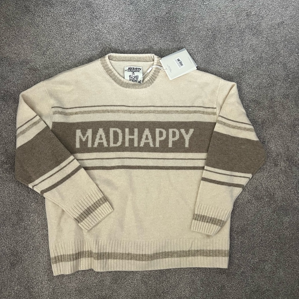 Madhappy Cream and Brown Cashmere Sweater